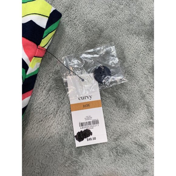 Crown & Ivy Women's Curvy Shorts 16W Multicolor Wavy Pattern MOM Beachy - Picture 5 of 9